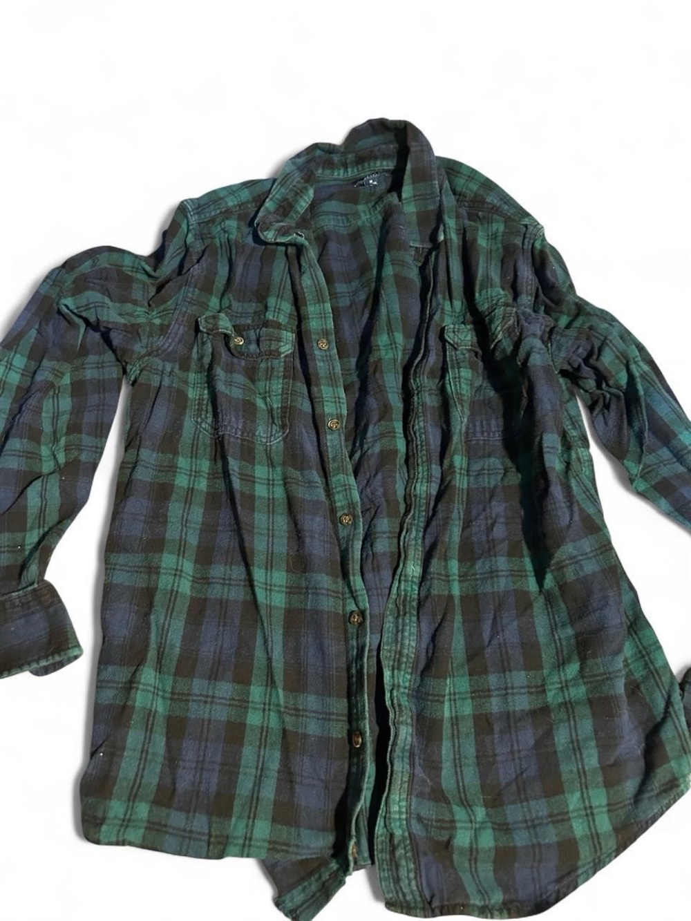 George Green and Black Plaid Button-Down Shirt